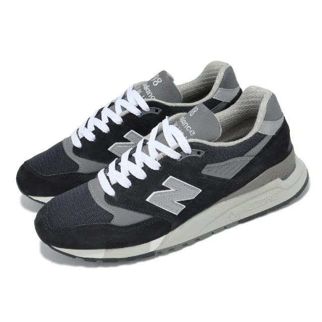 NEW BALANCE 休閒鞋 998 男鞋 黑 銀 緩震 麂皮 皮革 美製 NB 經典(U998BL-D)