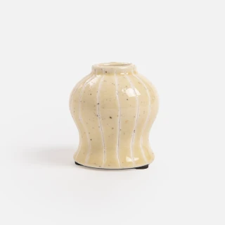 【HOLA】比利時D&M VIOLA陶盆器6cm 條紋奶黃