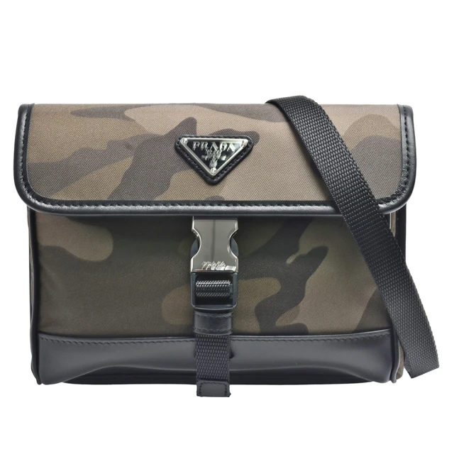 PRADA 普拉達 經典三角品牌LOGO迷彩尼龍腰包/斜背包(綠色2ZH108-TESSUTO CAMOUFL-MIMETICO)