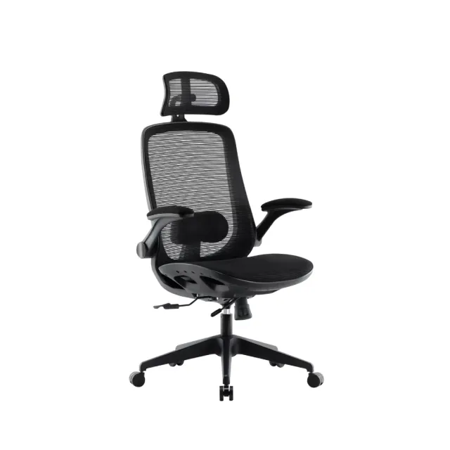 【E-home】Whirlwind旋風全網多功能高背電腦椅 黑色(辦公椅 主管椅 人體工學)
