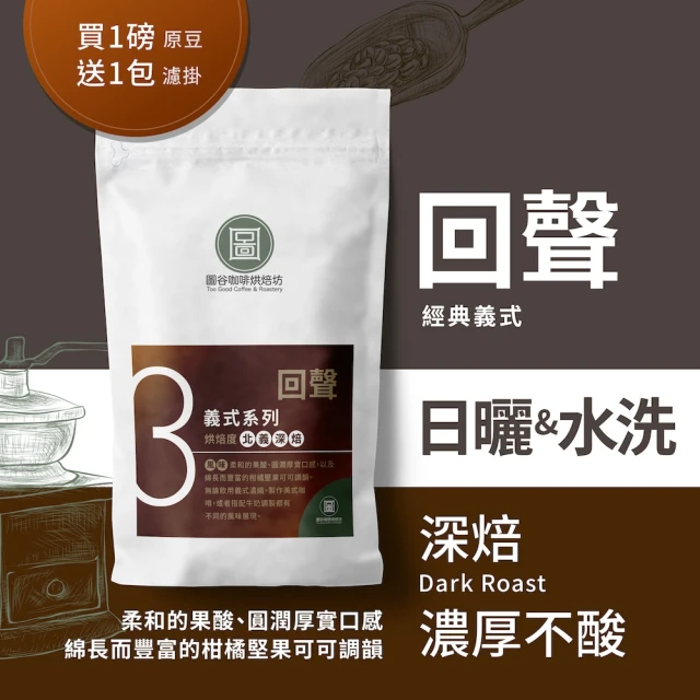 圖谷咖啡烘焙坊 深焙日曬水洗咖啡豆『圖谷嚴選3號』(經典義式