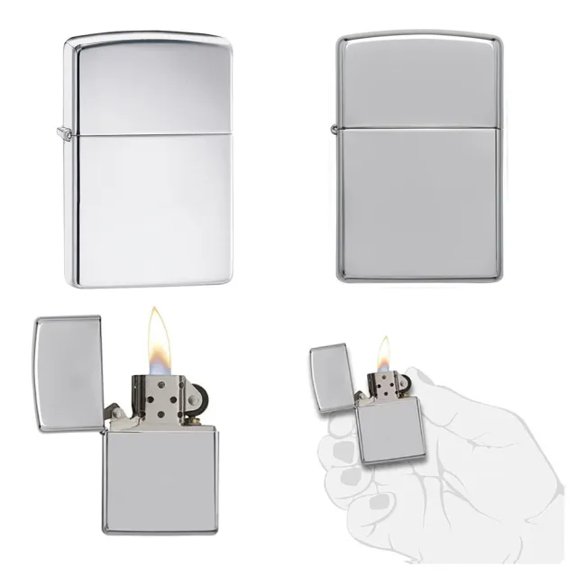 【Zippo】經典鏡面防風打火機+贈專用油(美國防風打火機)