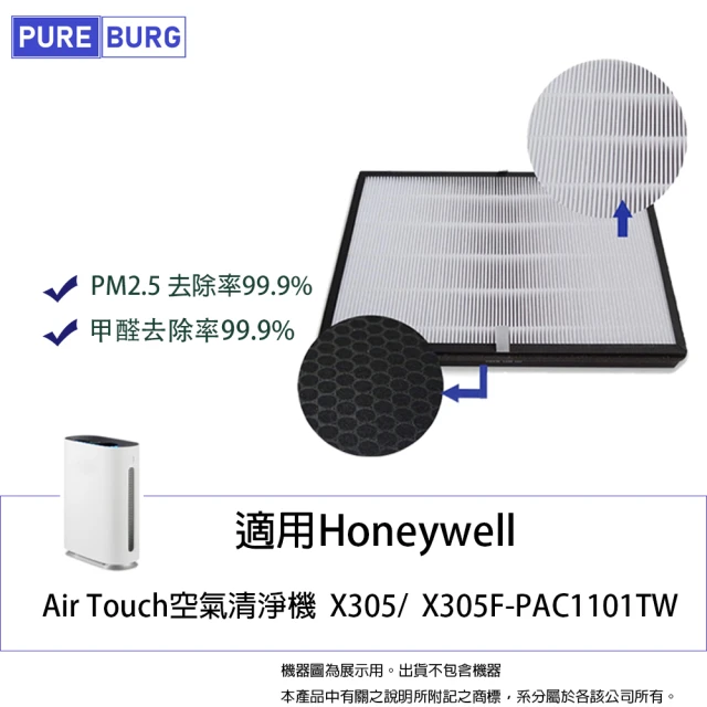 【PUREBURG】適用Honeywell Air Touch X305 X305F-PAC1101TW空氣清淨機 副廠複合式濾網