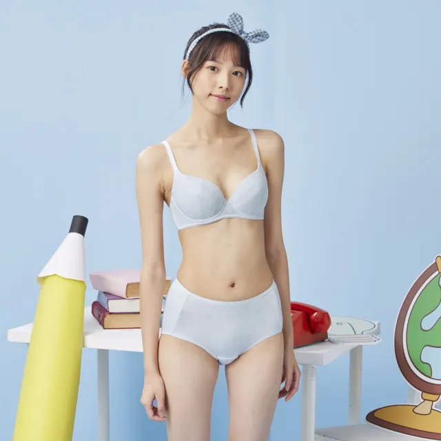 【BeenTeen 嬪婷】學生系列-Q萌牛奶 D罩杯第三階段軟鋼圈內衣 BB2347D3(快樂藍)