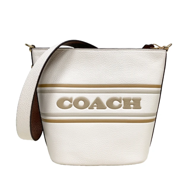 COACH 防刮皮革馬車Logo壓釦中夾(奶茶色)折扣推薦