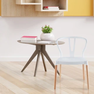 【E-home】Lyra萊拉Y字造型實木腳餐椅 4色可選(網美椅 會客椅 戶外)