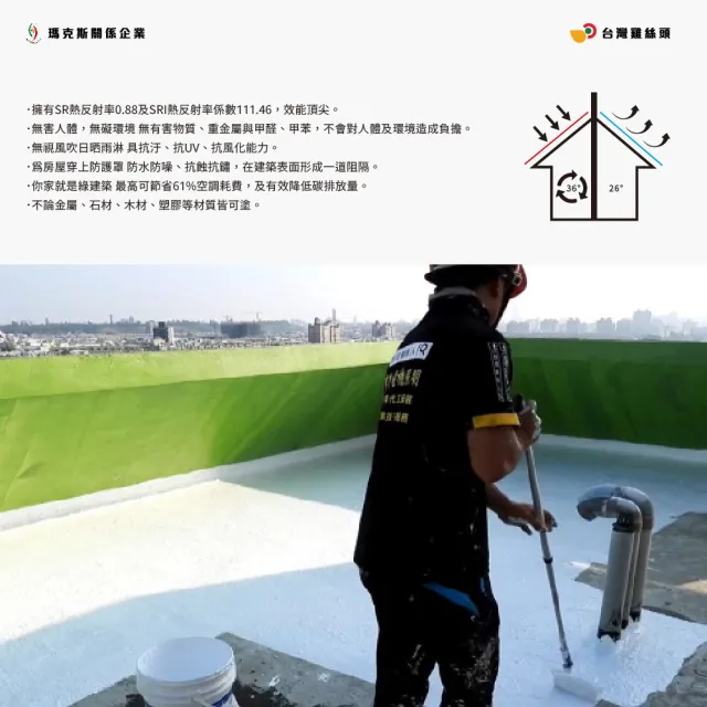 【台灣雞絲頭】全效防水塗料(高效斷熱｜安全無毒｜抗UV｜建築保護｜節能環保｜應用廣泛)