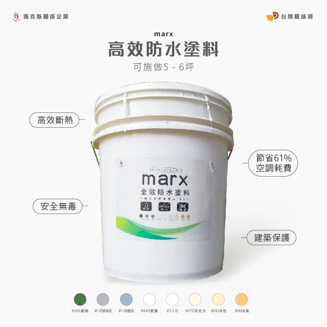 【台灣雞絲頭】全效防水塗料(高效斷熱｜安全無毒｜抗UV｜建築保護｜節能環保｜應用廣泛)