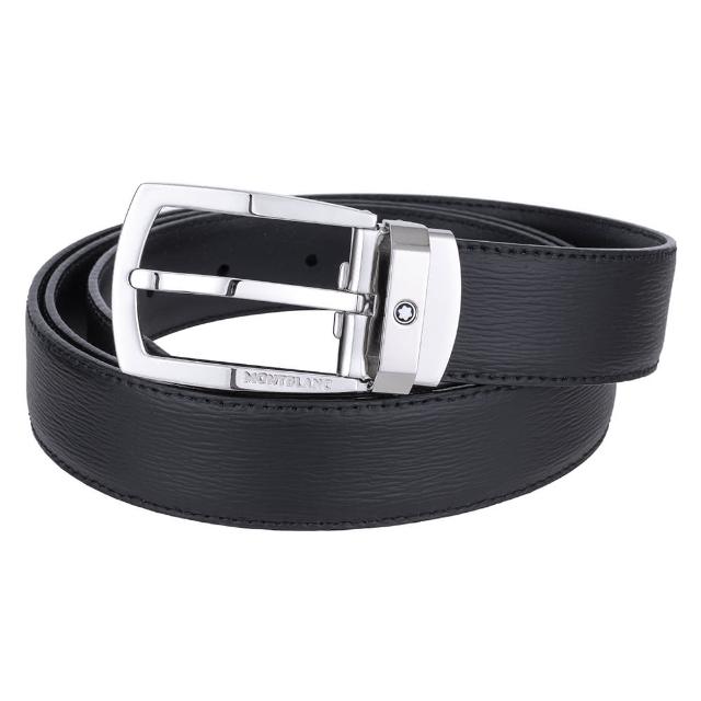 【MONTBLANC 萬寶龍】Westside 梯形針式牛皮皮帶 116706(限 量 促 銷)