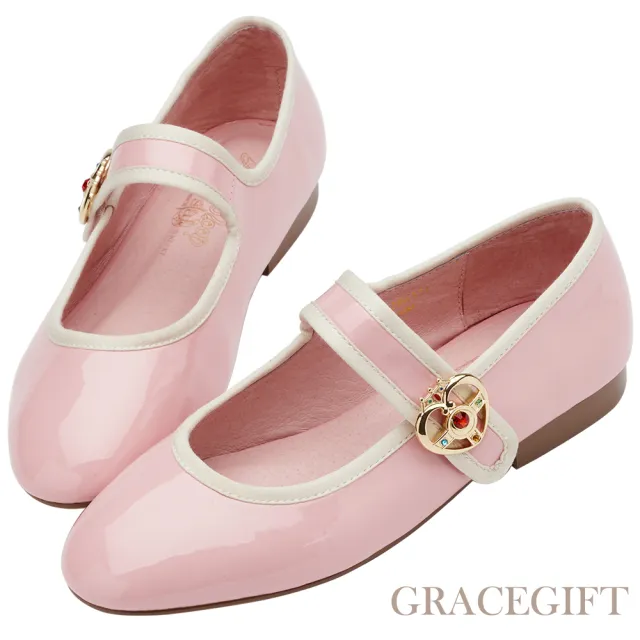 【Grace Gift】美少女戰士Crystal變身器飾釦平底瑪莉珍鞋