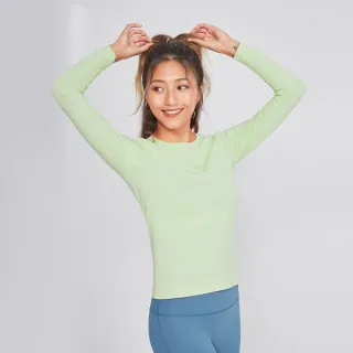 【Mollifix 瑪莉菲絲】A++無縫針織長袖訓練上衣、瑜珈服(淺綠)