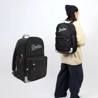 【NIKE 耐吉】後背包 Jordan Backpack 黑 白 多口袋 軟墊 喬丹 筆電包 雙肩包 背包(JD2413001AD-001)
