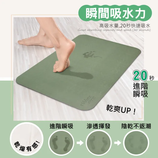 【怪獸居家生活】rubber anne 台灣製 2入組 20秒瞬吸 軟式珪藻土吸水地墊(66x44cm)