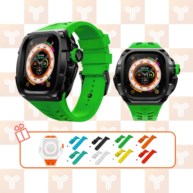 Y24 Apple Watch 49mm 不鏽鋼防水保護殼 黑/綠