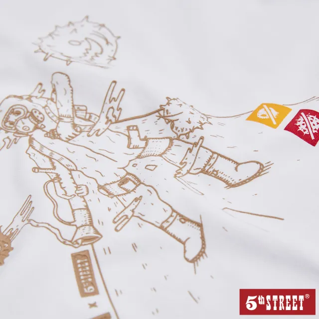 【5th STREET】中性 短袖 短t 上衣 t恤 TEE 防疫 動漫 棉質 白色(5A7002)