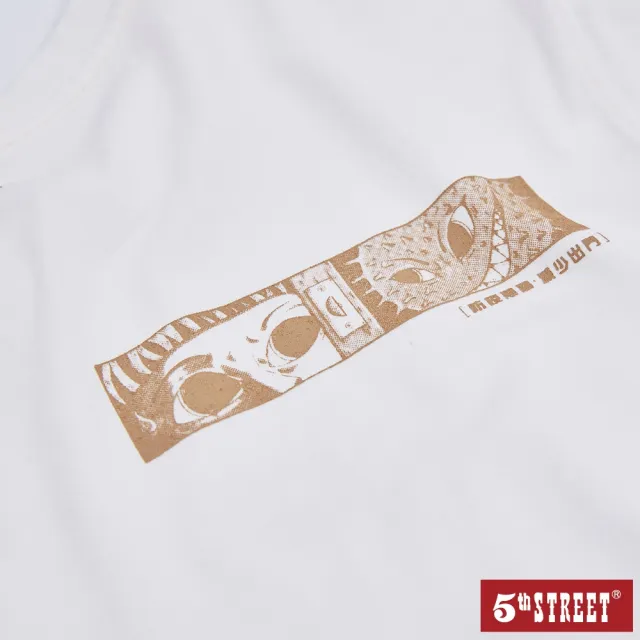 【5th STREET】中性 短袖 短t 上衣 t恤 TEE 防疫 動漫 棉質 白色(5A7002)