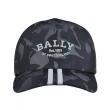 【BALLY】BALLY立體字母LOGO迷彩印花搭線條設計尼龍棒球帽(黑x深灰)