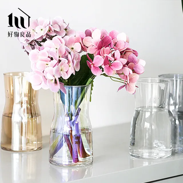 【好物良品】INS風雙色漸變手工玻璃花瓶(五款任選｜花藝花器 插花裝飾品 桌面餐桌擺飾)