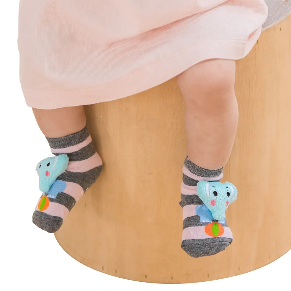 【PEILOU 貝柔】6雙組-手縫公仔寶寶止滑襪-8款隨機色(彌月禮盒組)