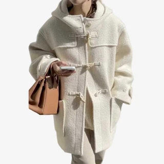 【SeasonsBikini】正韓製高品質牛角釦80%羊毛大衣-KK06(正韓羊毛大衣保暖外套)