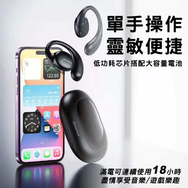 【CityBoss】AWEI T80 OWS 開放式藍牙耳機 氣傳導耳掛式運動耳機 電量顯示(適用 蘋果 安卓)