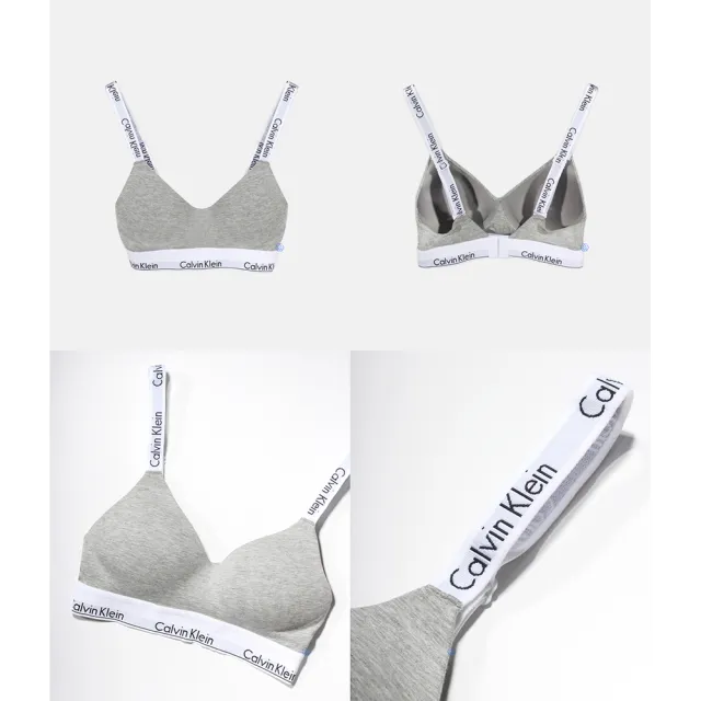 【Calvin Klein 凱文克萊】CK內衣 Logo緹花肩帶 無鋼圈內衣 集中 美背 黑 灰(QF7059E)