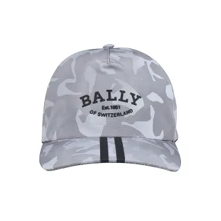 【BALLY】經典字母浮雕LOGO迷彩設計尼龍棒球帽(淺灰)