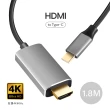 【High-Speed】Type C 轉 HDMI 傳輸線 4K 60Hz 手機接電視 USB C 影音訊號轉接線 - 1.8M(轉接器 連接線)