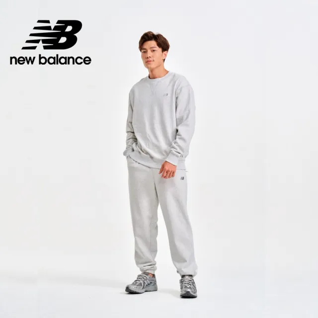 【NEW BALANCE】NB 螺紋拼接棉質大學T/長袖上衣_MT41506AHH_男性_淺灰色(美版)