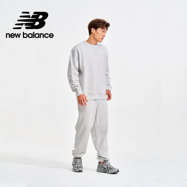 【NEW BALANCE】NB 螺紋拼接棉質長袖上衣_MT41506AHH_男性_淺灰色(美版)