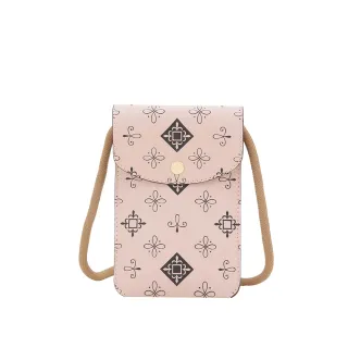 【KINAZ】老花圖騰編織繩結斜背掀蓋手機包-香頌粉韻-遇見艾蜜莉系列