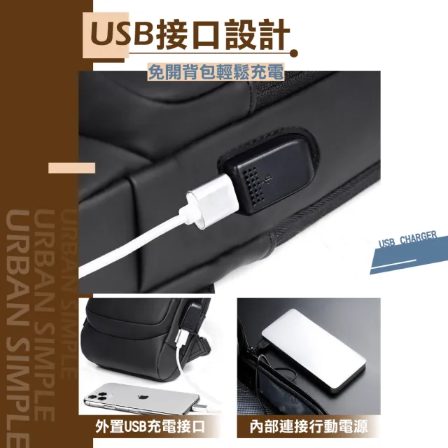 【iBuy+愛敗家】密碼鎖防盜斜背包(附USB對接線 防水防刮 單肩包 胸包 側背包 男包 包包 中性款)