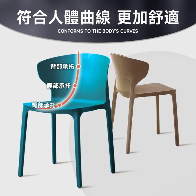 【Ashley House】北歐現代簡約加固牛角椅靠背椅餐椅(辦公椅 化妝椅 塑膠椅 餐椅 餐桌椅 休桌椅)