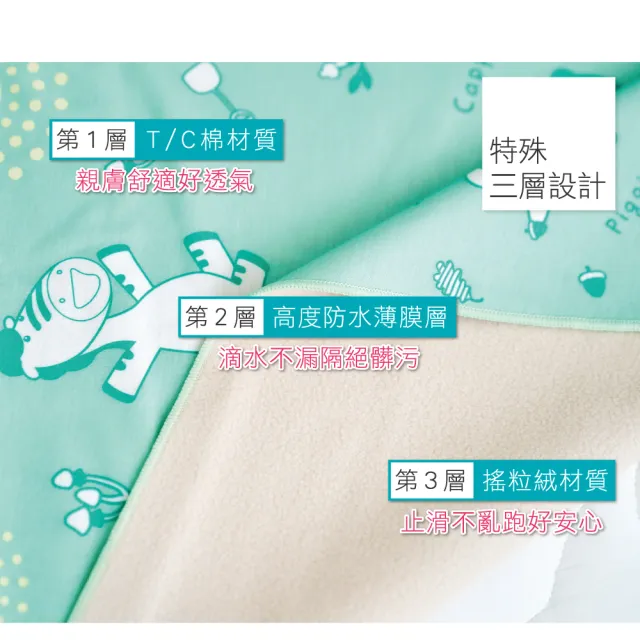 【奶油獅】台灣製造-森林野餐ADVANTA超防水止滑保潔墊/生理墊/尿布墊(中105x150cm-粉紅)