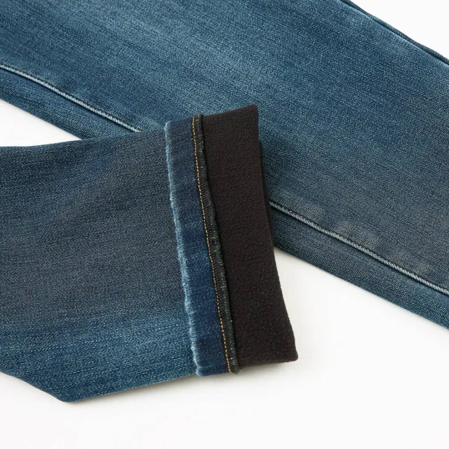 【ILEY 伊蕾】超暖厚磅內刷絨牛仔褲(藍色；M-2L；1234338601)