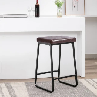【E-home】買一送一 戴瑞爾復古PU黑腳吧檯椅-坐高73cm 2色可選(高腳椅 網美 工業風)