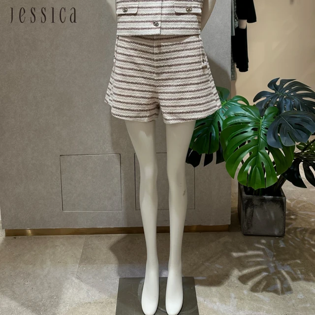 JESSICA 經典顯瘦花卉針織短袖洋裝242720 推薦