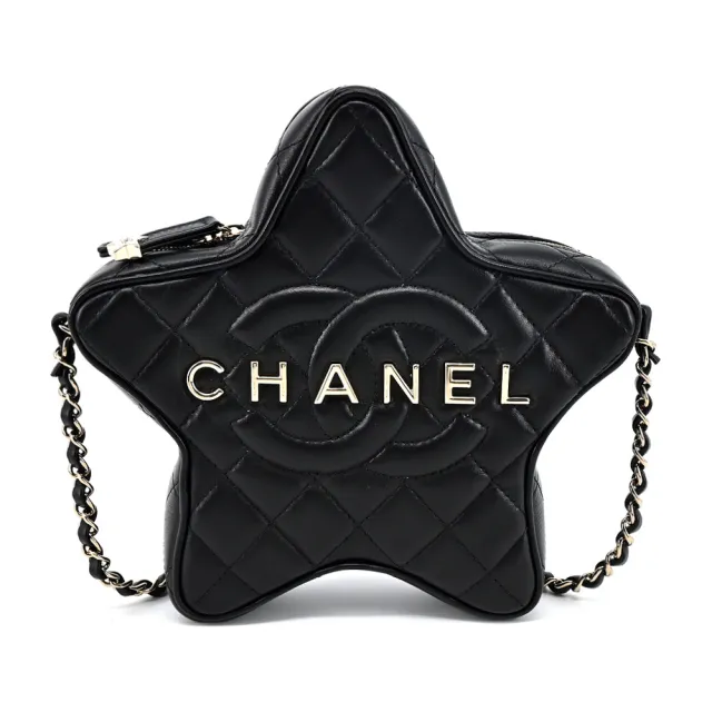【CHANEL 香奈兒】Star Handbag 經典雙C LOGO小羊皮星星肩背/斜背包