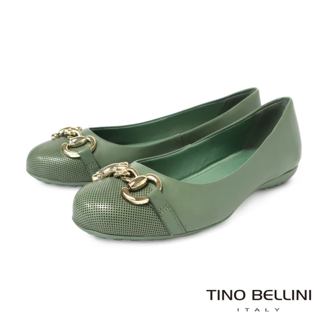 TINO BELLINI 貝里尼TINO BELLINI 貝里尼 巴西進口金屬鍊飾娃娃鞋FWBT034-5(草綠)