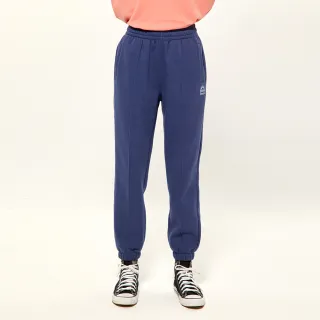 【Hang Ten】女裝-JOGGER FIT保暖內刷毛束口鬆緊抽繩休閑運動針織長褲(深藍)