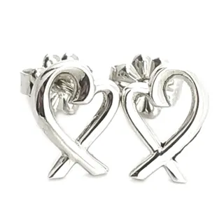【Tiffany&Co. 蒂芙尼】925純銀-Loving Heart 愛心墜飾針式耳環