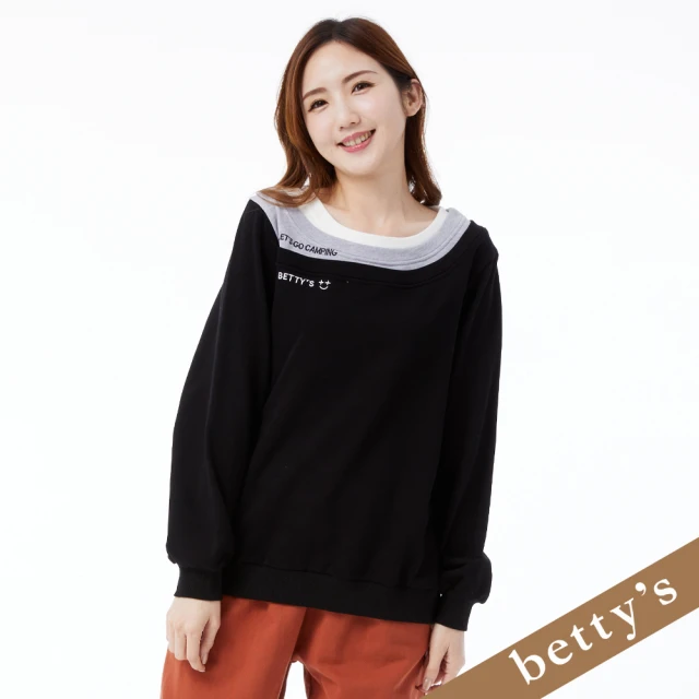 betty’s 貝蒂思betty’s 貝蒂思 領口多層次拼接T-shirt(黑色)