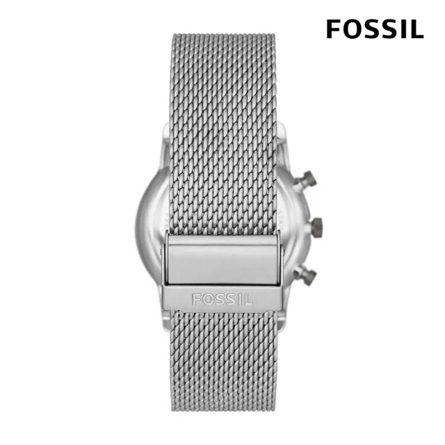 【FOSSIL 官方旗艦館】Minimalist 簡約極地灰三眼計時指針手錶 銀色不鏽鋼鍊帶 42MM FS5944
