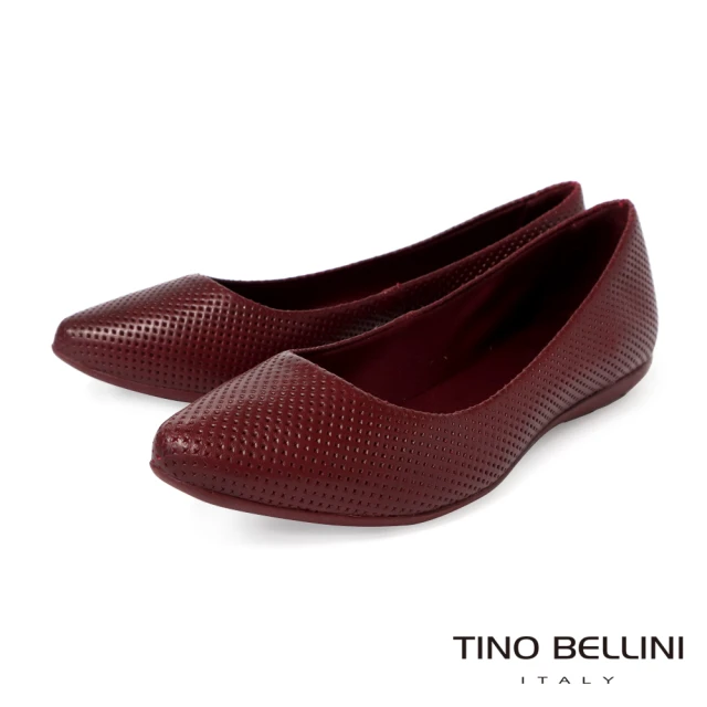 TINO BELLINI 貝里尼 巴西進口尖頭菱格平底鞋FWBV034-A(勃根地紅)