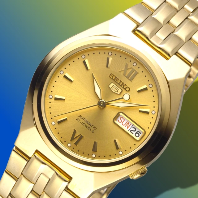 SEIKO 精工 手錶 新貴經典5號自動機械腕錶-全IP金/SNK322K1(保固二年)