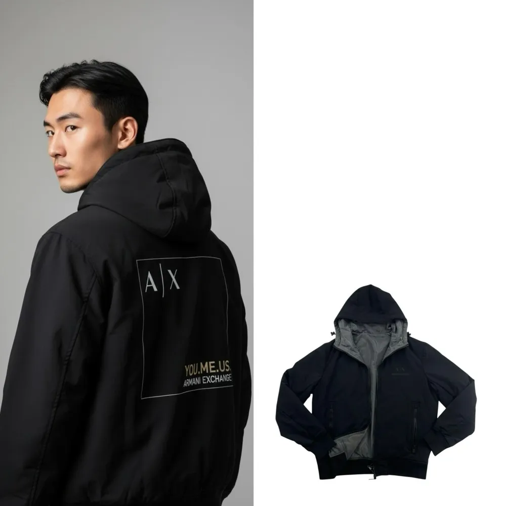 A|X Armani Exchange】AX鋪棉外套飛行外套雙面外套防潑水長袖連帽平輸品(鋪棉外套9639CR4) - momo購物網-  好評推薦-2026年1月