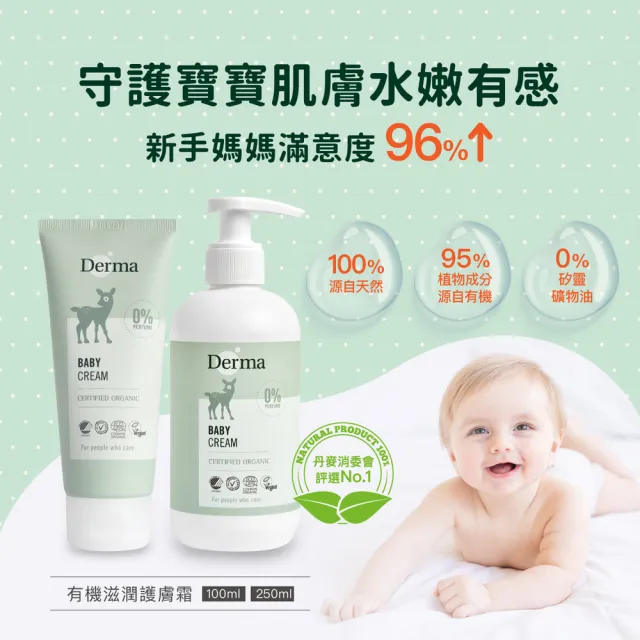 【Derma 丹麥德瑪】寶寶有機滋潤護膚霜 100ml(寶寶護膚、乳液)