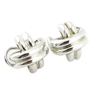 【Tiffany&Co. 蒂芙尼】稀有款-925純銀-立體大X符號針式耳環(展示品)
