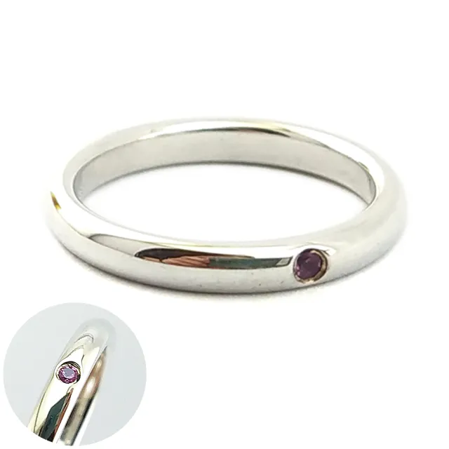 【Tiffany&Co. 蒂芙尼】925純銀-鑲紅色寶石環型圓戒(展示品)