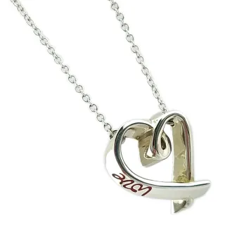 【Tiffany&Co. 蒂芙尼】Loving Heart 純銀鑲紅色琺瑯面925純銀項鍊